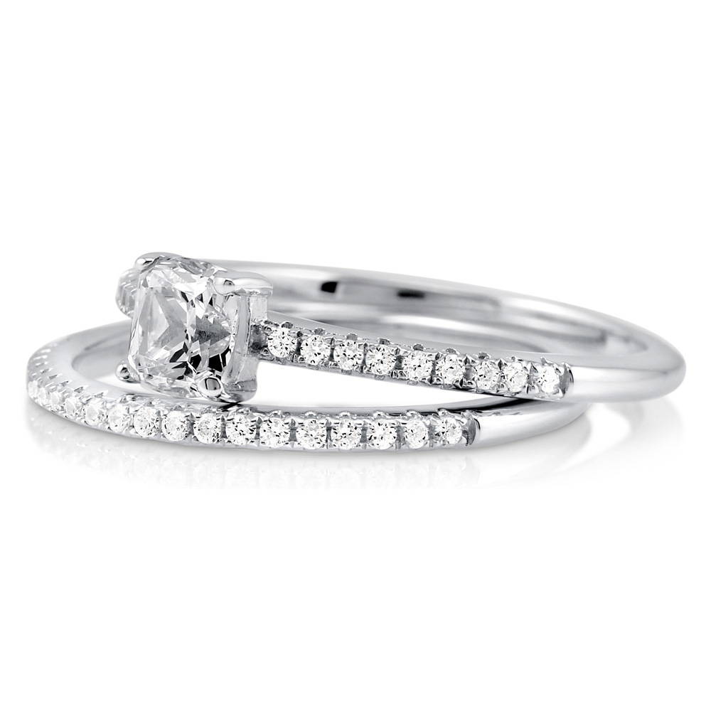 Solitaire 0.6ct Cushion CZ Ring Set in Sterling Silver