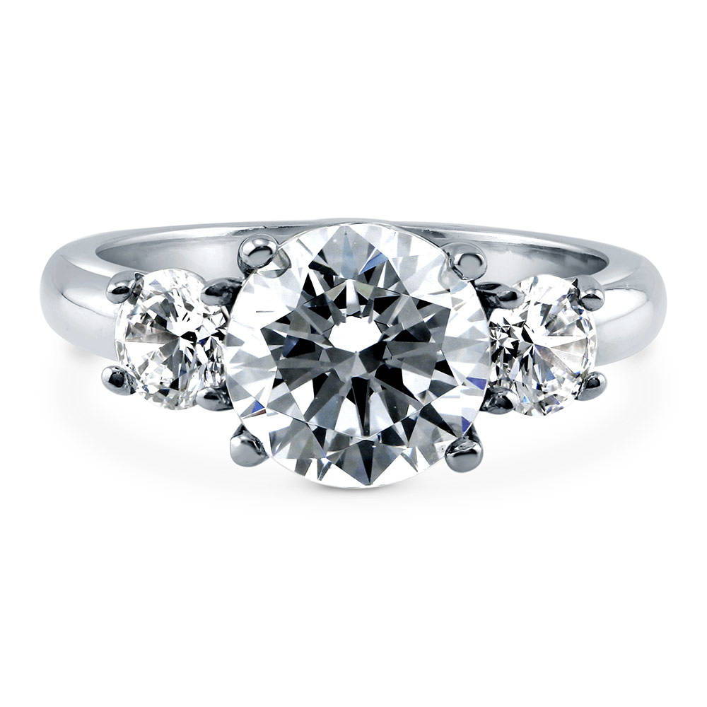 3-Stone Round CZ Ring in Sterling Silver