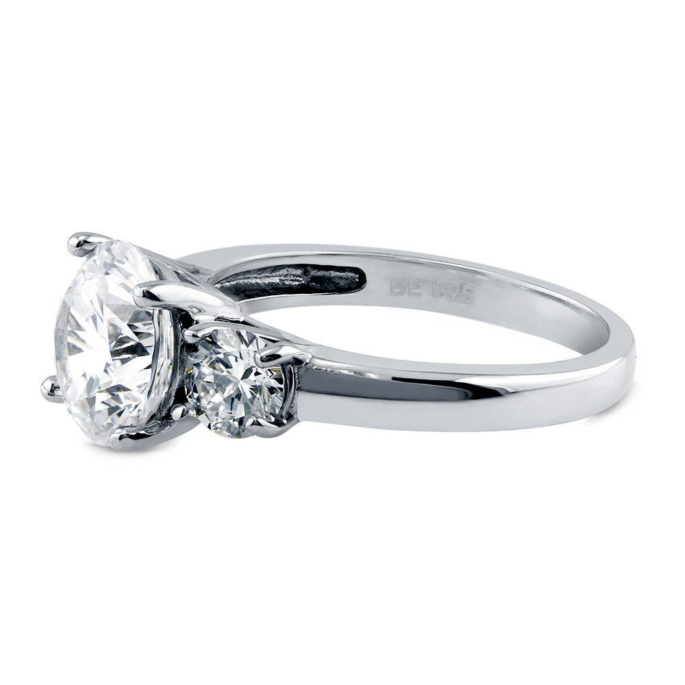 3-Stone 2.4ct CZ Ring in Sterling Silver