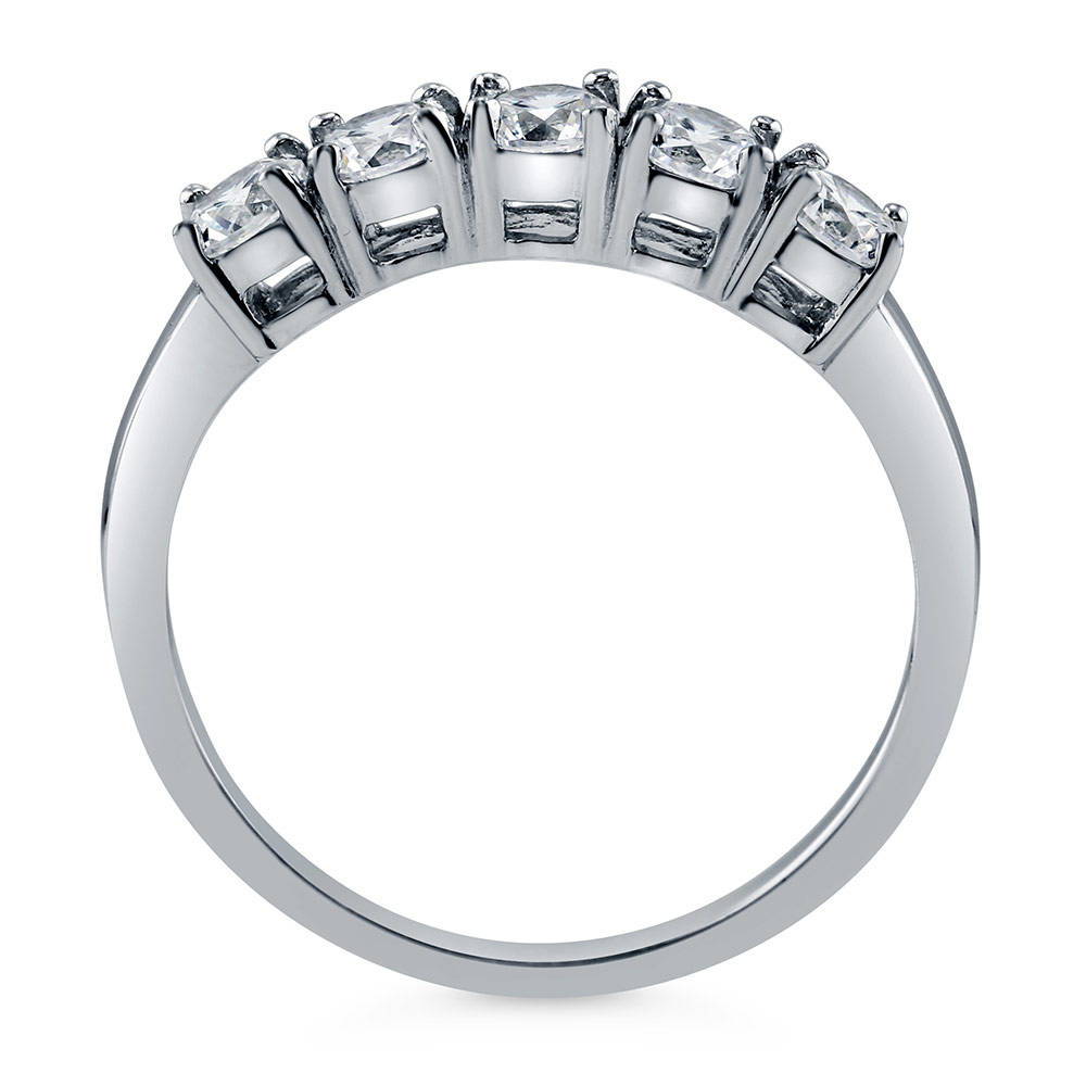 Alternate view of 5-Stone CZ Ring in Sterling Silver