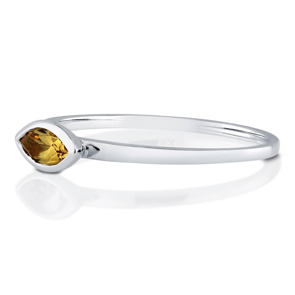 Angle view of Solitaire Bezel Set Marquise Citrine Ring in 10K White Gold, 3 of 5