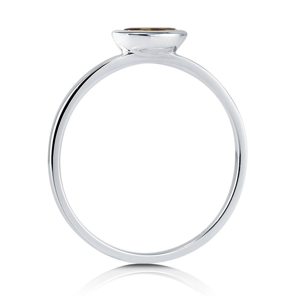 Alternate view of Solitaire Bezel Set Marquise Citrine Ring in 10K White Gold, 4 of 5