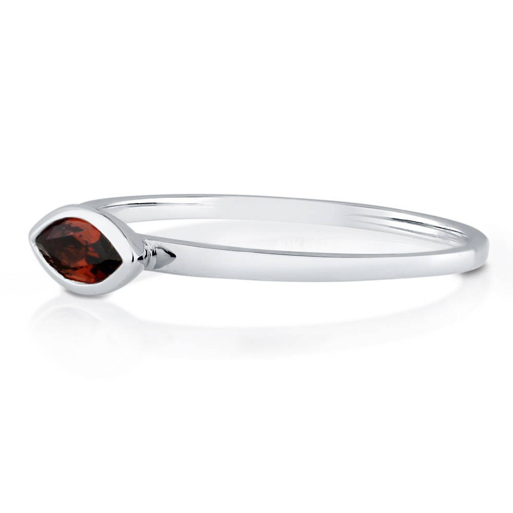 Angle view of Solitaire Bezel Set Marquise Garnet Ring in 10K White Gold, 4 of 6