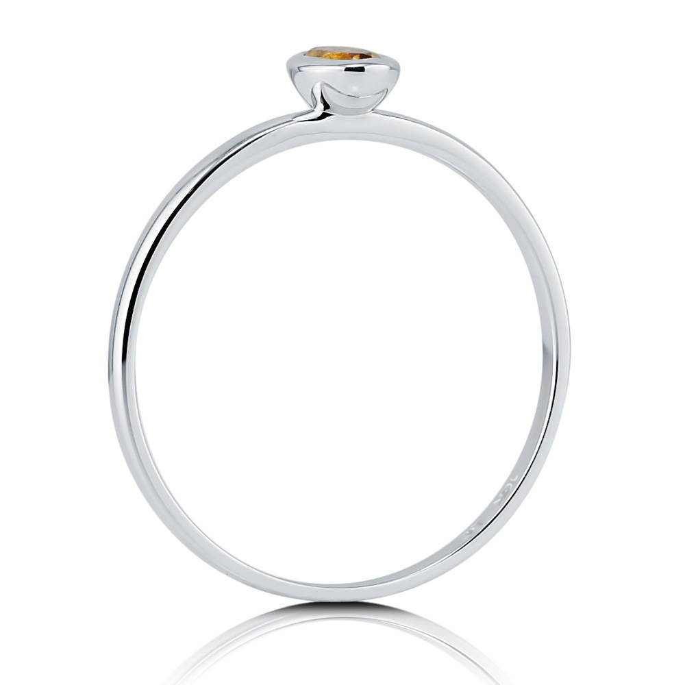 Alternate view of Solitaire Bezel Set Oval Citrine Ring in 10K White Gold, 5 of 6