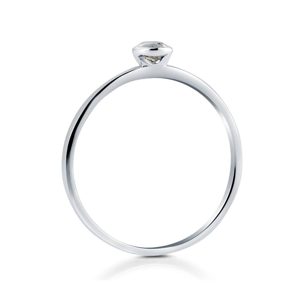 Solitaire Bezel Set Oval Topaz Ring in 10K White Gold