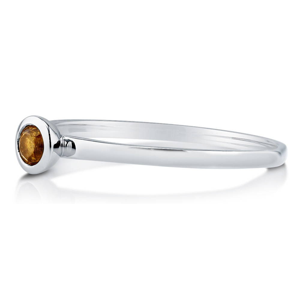 Solitaire Bezel Set Round Citrine Ring in 10K White Gold