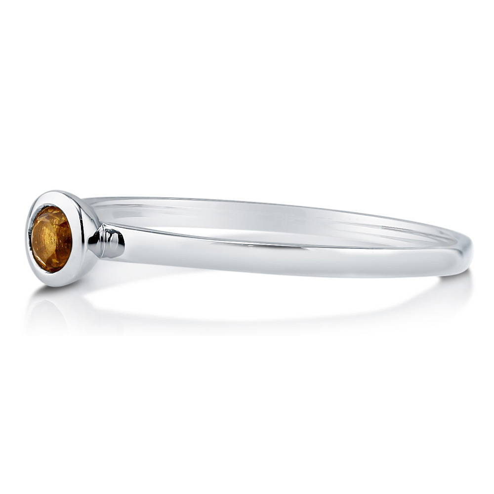 Angle view of Solitaire Bezel Set Round Citrine Ring in 10K White Gold, 3 of 5