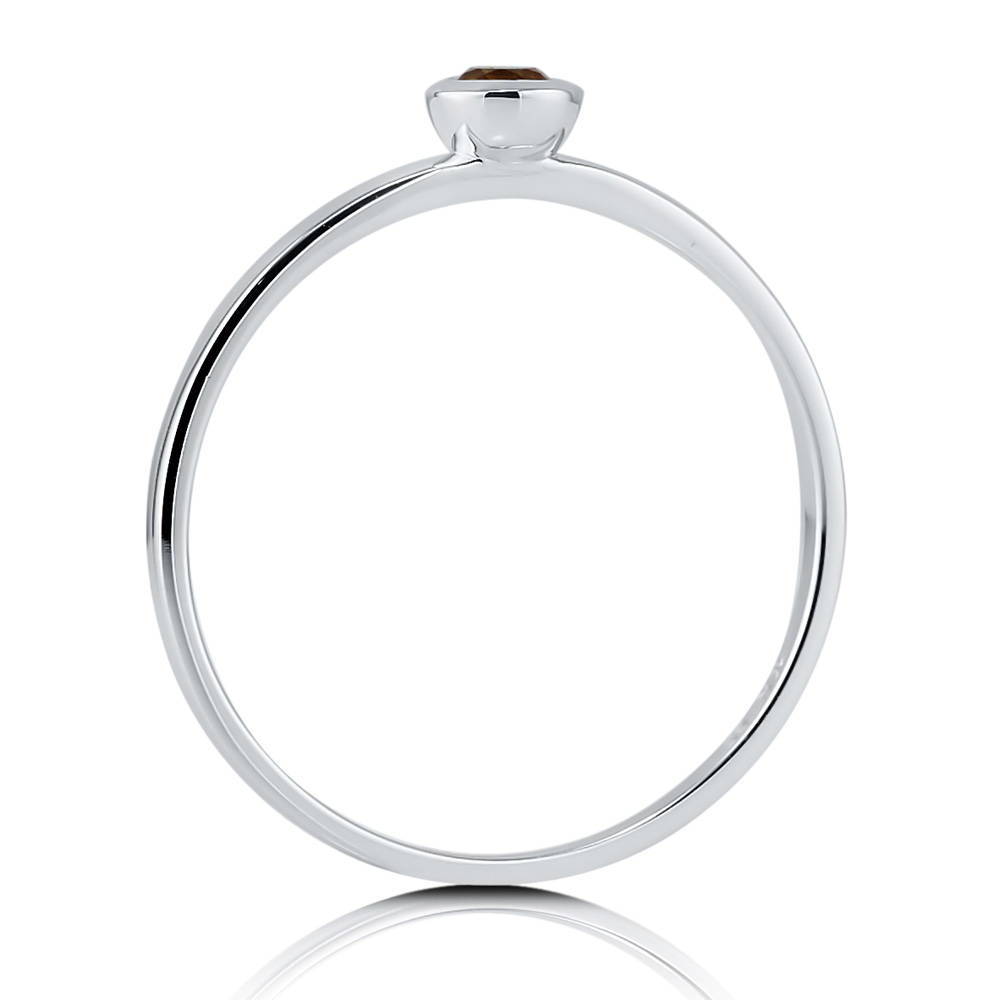 Alternate view of Solitaire Bezel Set Round Citrine Ring in 10K White Gold, 4 of 5