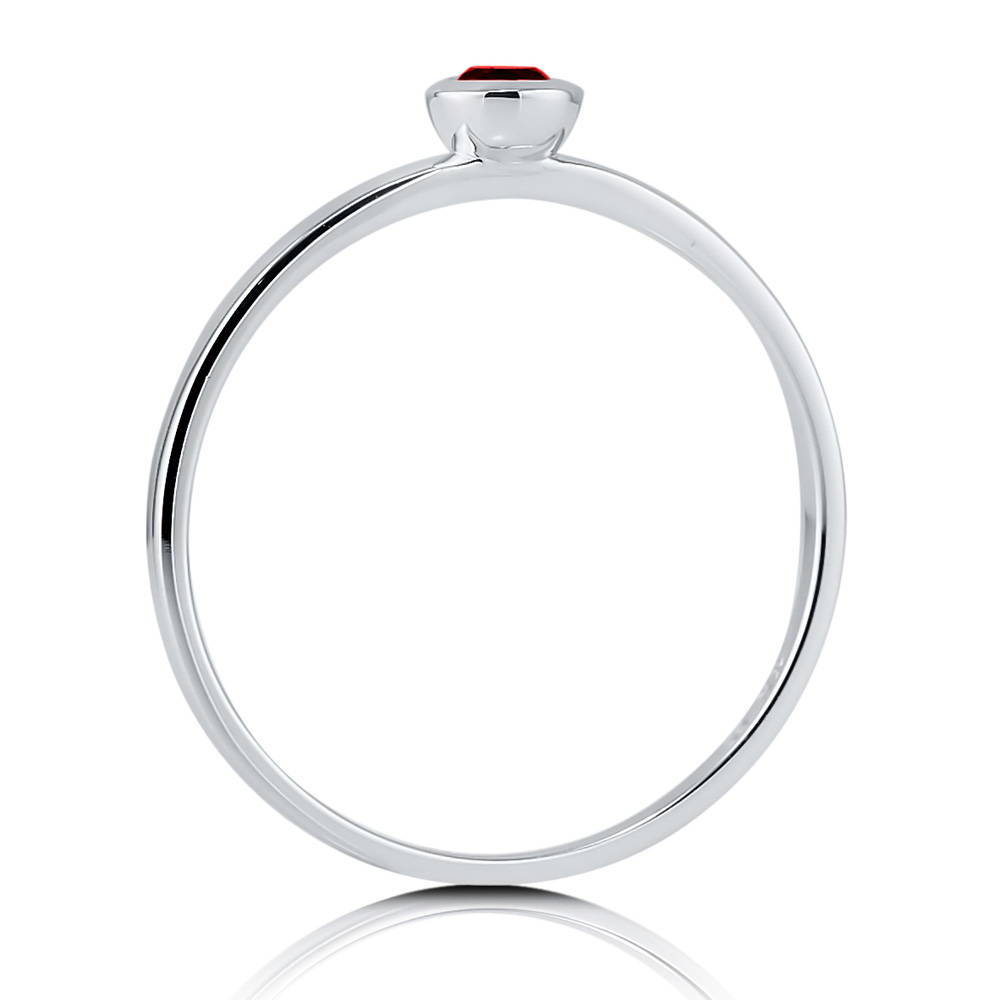 Alternate view of Solitaire Bezel Set Round Garnet Ring in 10K White Gold, 5 of 6