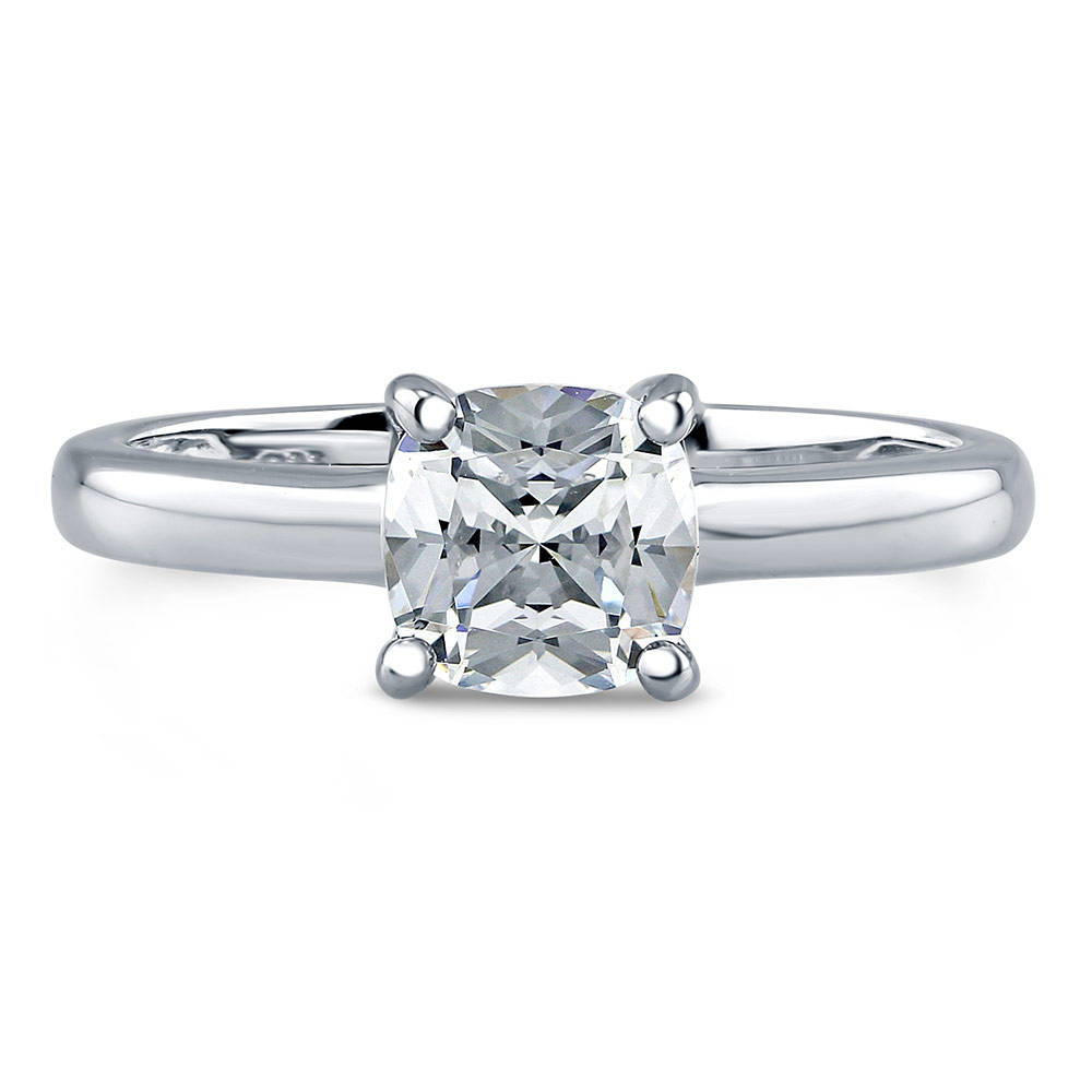 Solitaire 1.25ct Cushion CZ Ring in Sterling Silver, 1 of 7