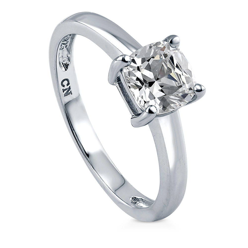 Solitaire 1.25ct Cushion CZ Ring in Sterling Silver, 4 of 7