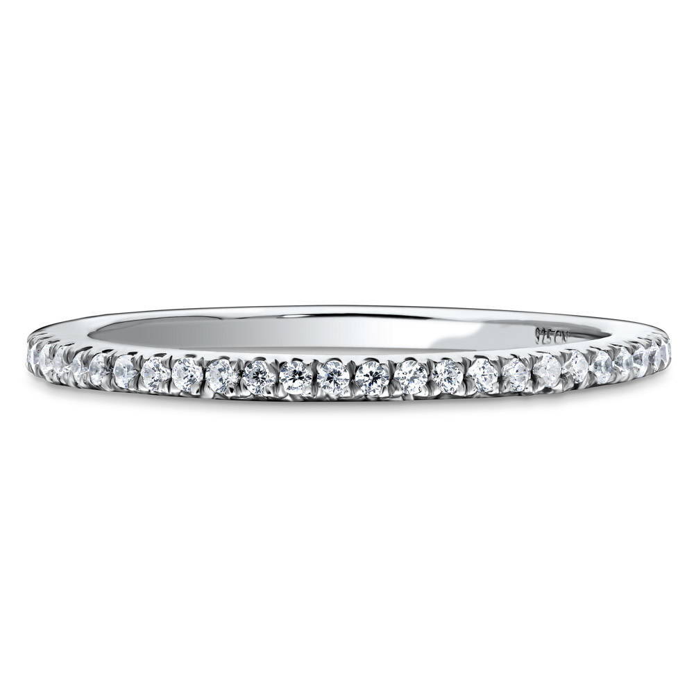 Micro Pave Set CZ Eternity Ring in Sterling Silver, 1 of 7