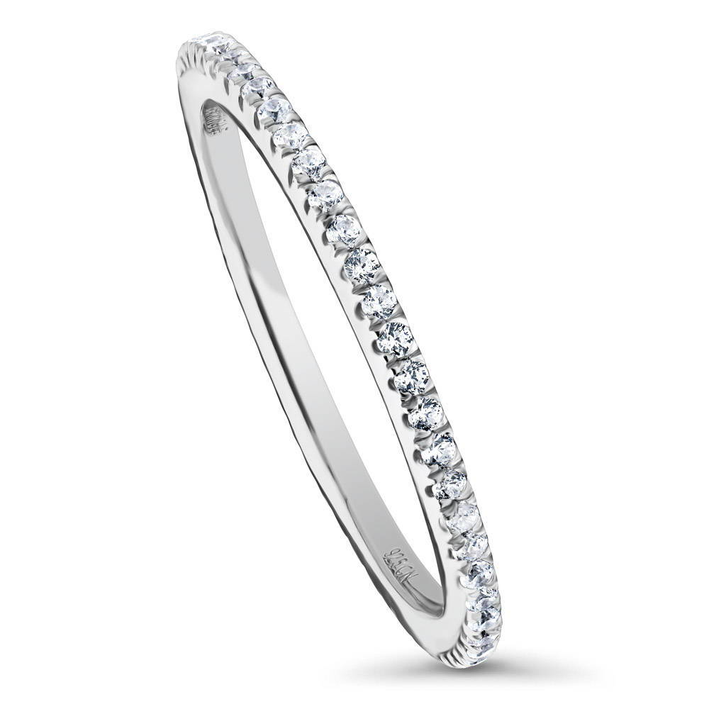 Front view of Micro Pave Set CZ Eternity Ring in Sterling Silver, 3 of 6