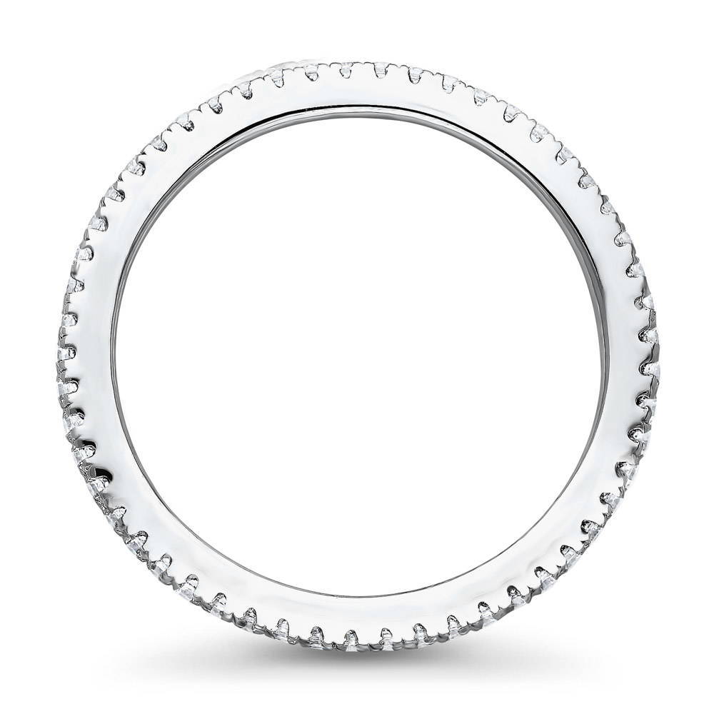 Angle view of Micro Pave Set CZ Eternity Ring in Sterling Silver, 4 of 6