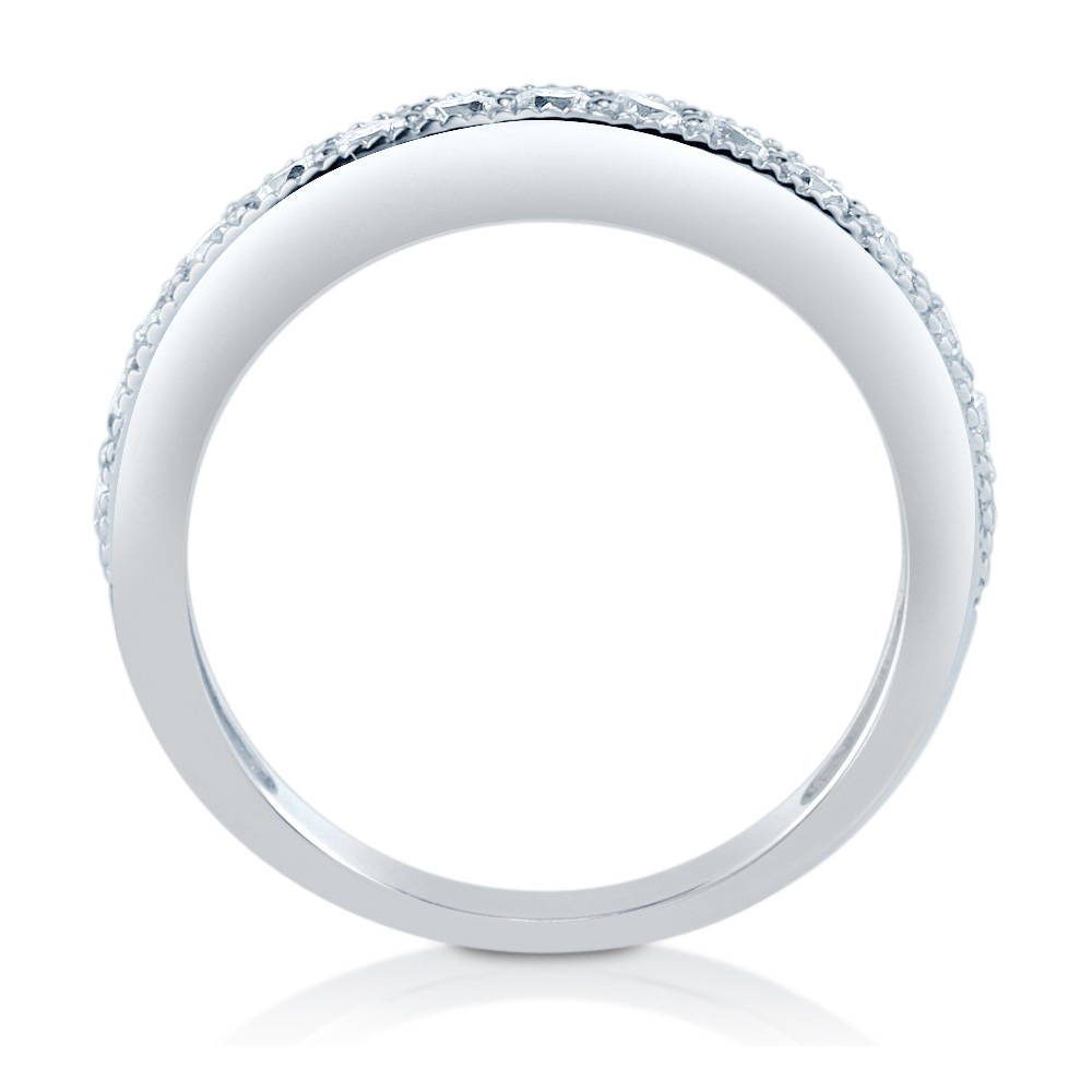 Alternate view of Pave Set CZ Curved Half Eternity Ring in Sterling Silver