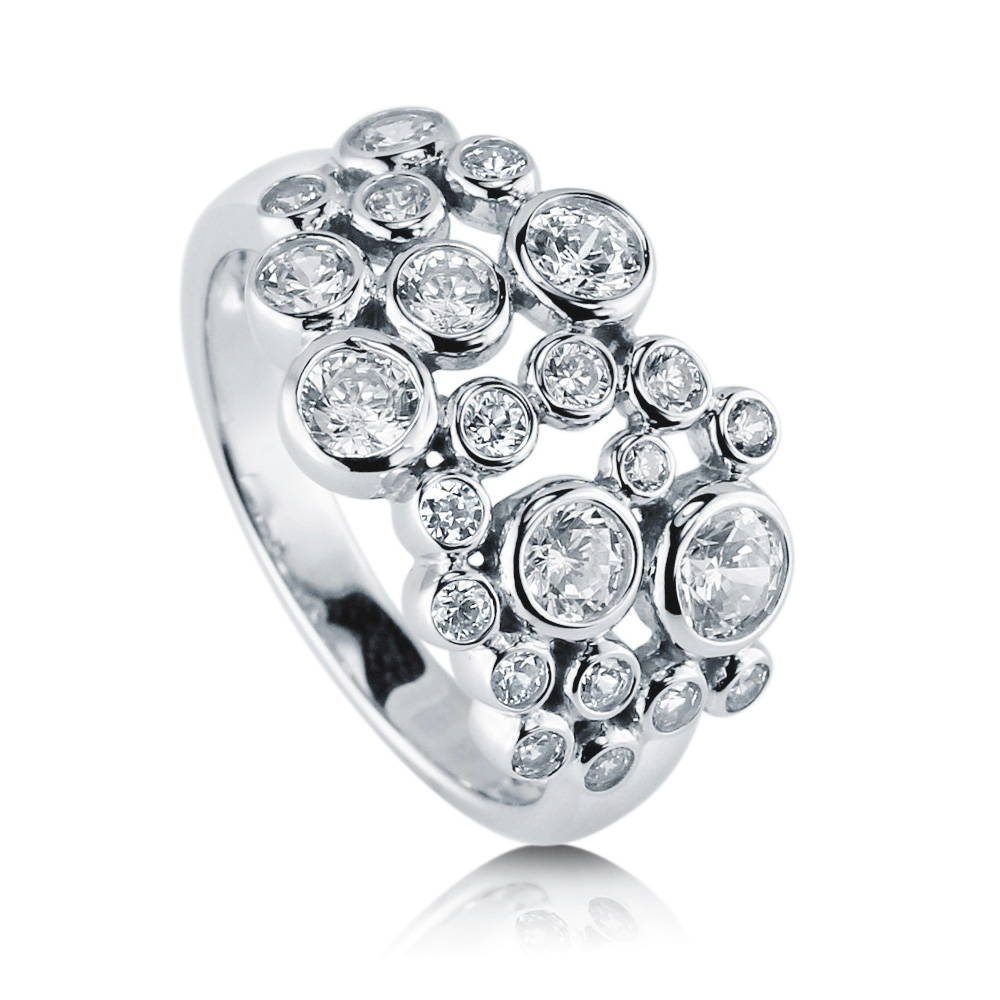 Front view of Bubble CZ Ring in Sterling Silver