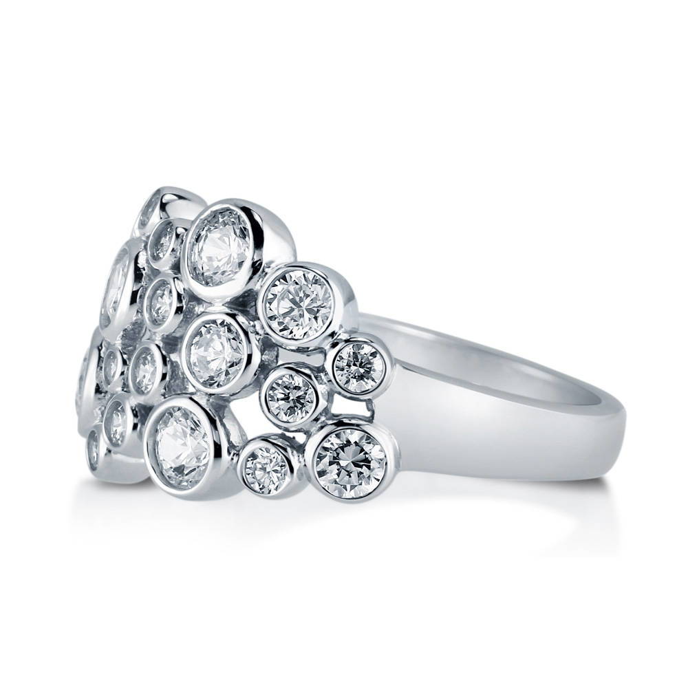 Angle view of Bubble CZ Ring in Sterling Silver