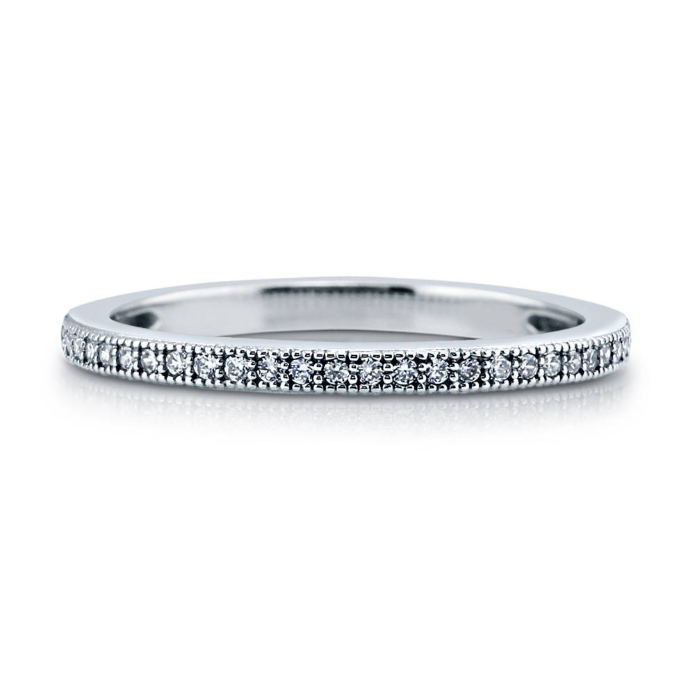 Micro Pave Set CZ Half Eternity Ring in Sterling Silver, 1 of 6