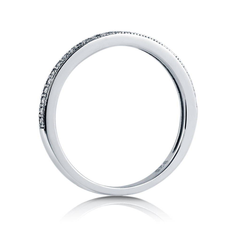 Micro Pave Set CZ Half Eternity Ring in Sterling Silver, alternate view