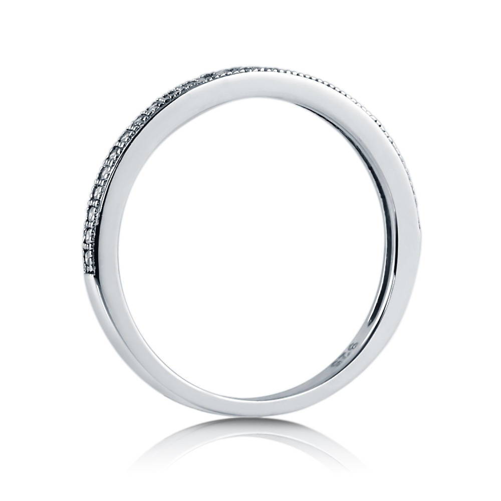 Alternate view of Micro Pave Set CZ Half Eternity Ring in Sterling Silver