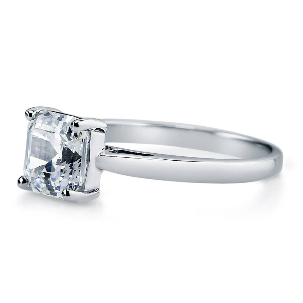 Solitaire 2ct Asscher CZ Ring in Sterling Silver, 4 of 6