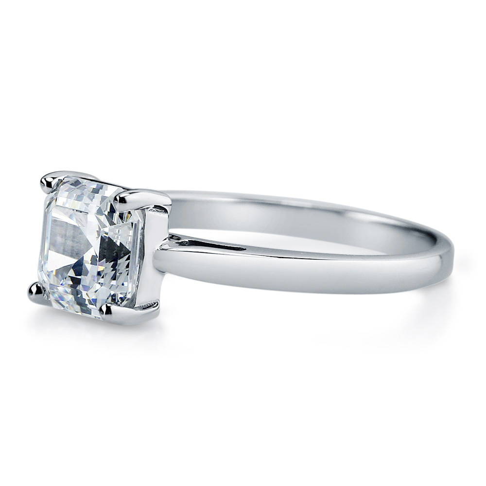 Solitaire 2ct Asscher CZ Ring in Sterling Silver