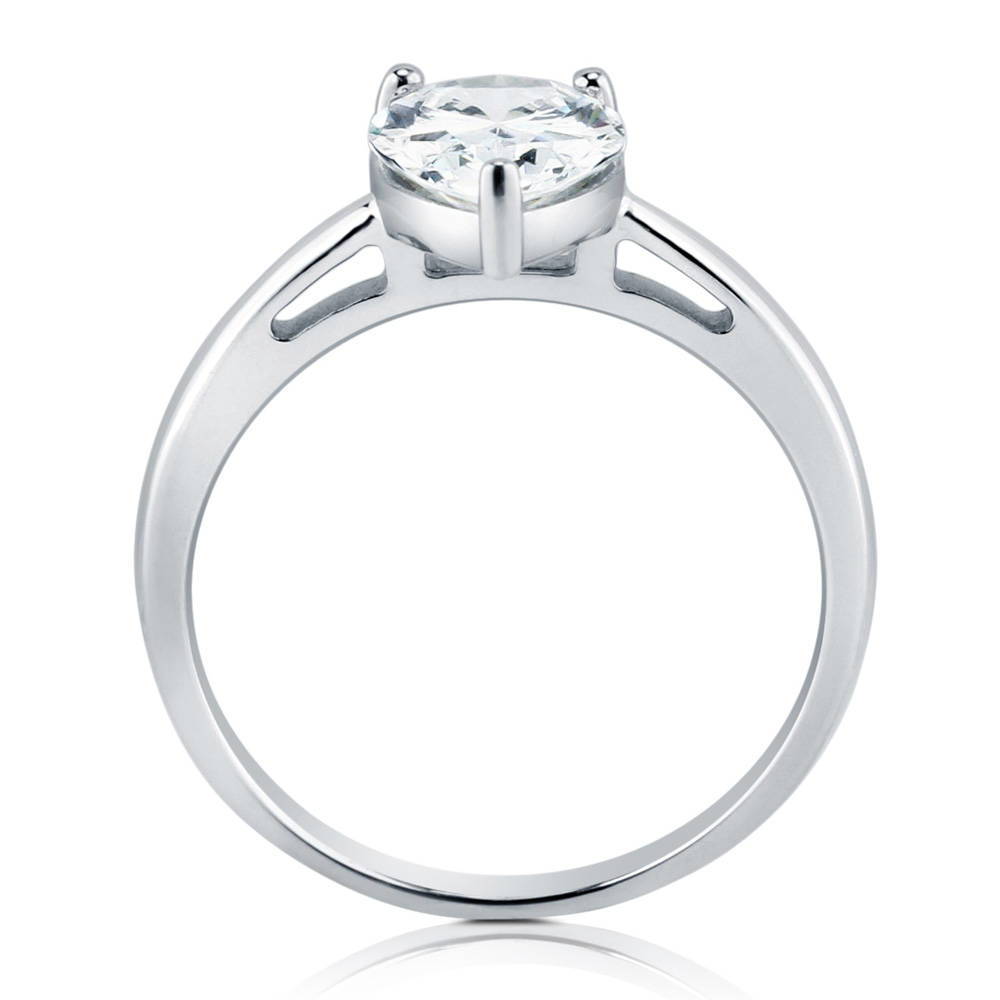 Alternate view of Solitaire 1.8ct Pear CZ Ring in Sterling Silver