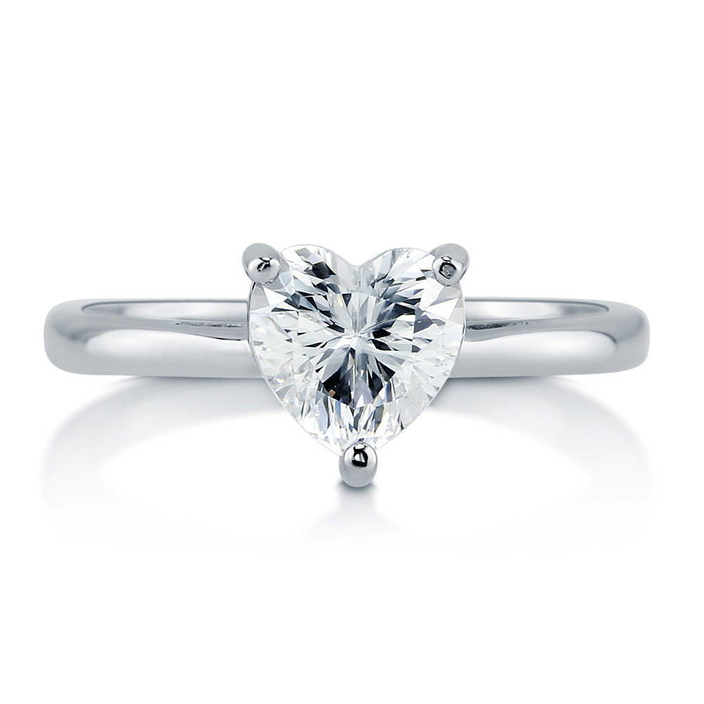 Solitaire Heart 1.1ct Heart CZ Ring in Sterling Silver