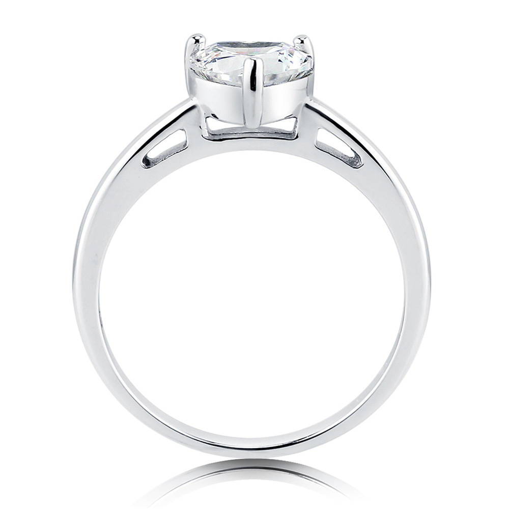 Alternate view of Solitaire Heart 1.1ct CZ Ring in Sterling Silver, 6 of 7