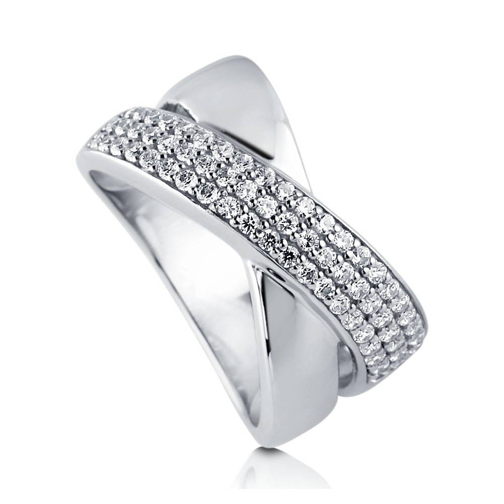 Criss Cross CZ Ring in Sterling Silver, 3 of 6