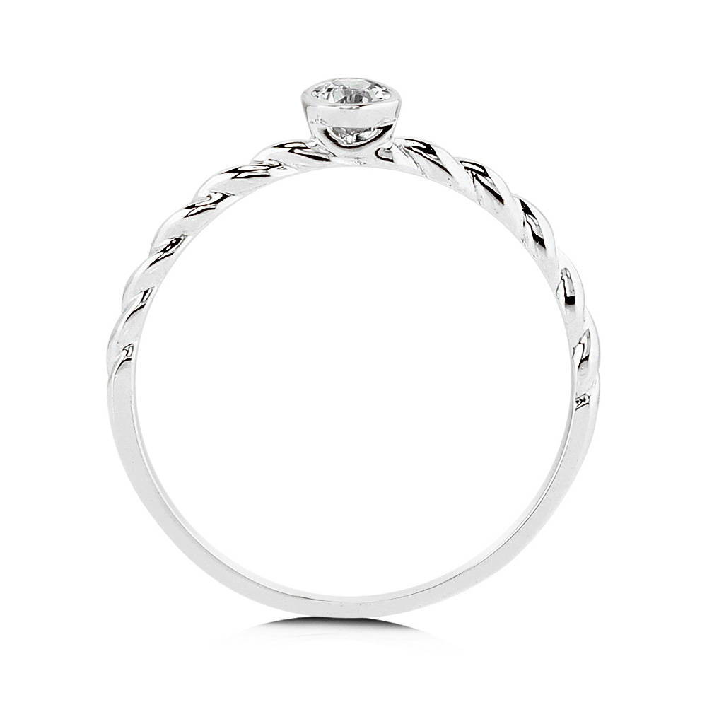Alternate view of Solitaire Cable Bezel Set Oval Topaz Ring in 10K White Gold