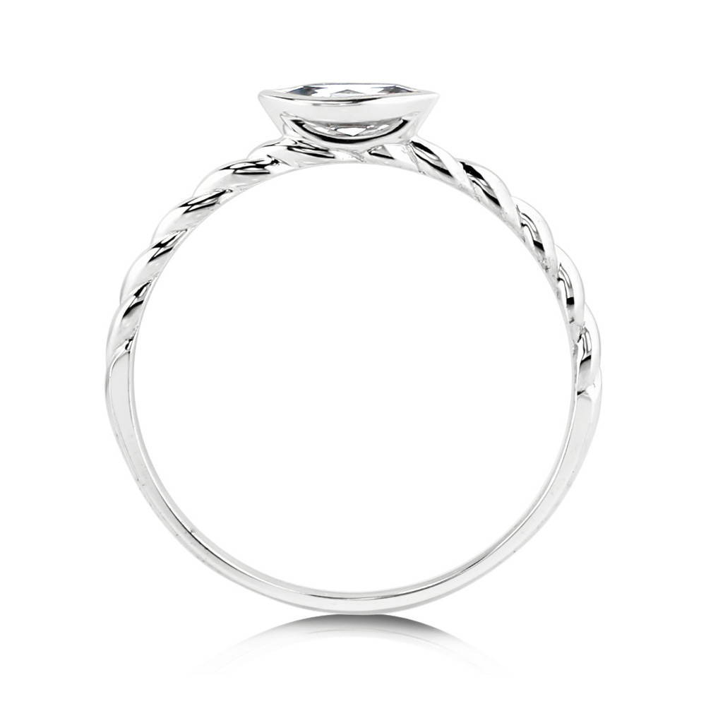 Solitaire Cable Bezel Set Marquise Topaz Ring in 10K White Gold