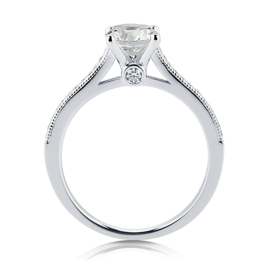 Solitaire 1ct Round CZ Ring in Sterling Silver