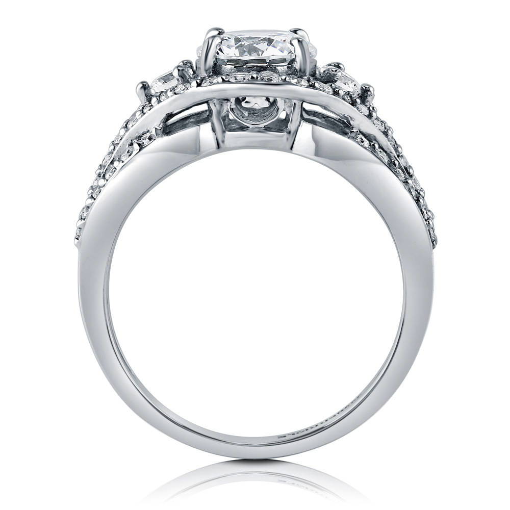 Alternate view of 3-Stone Round CZ Ring in Sterling Silver