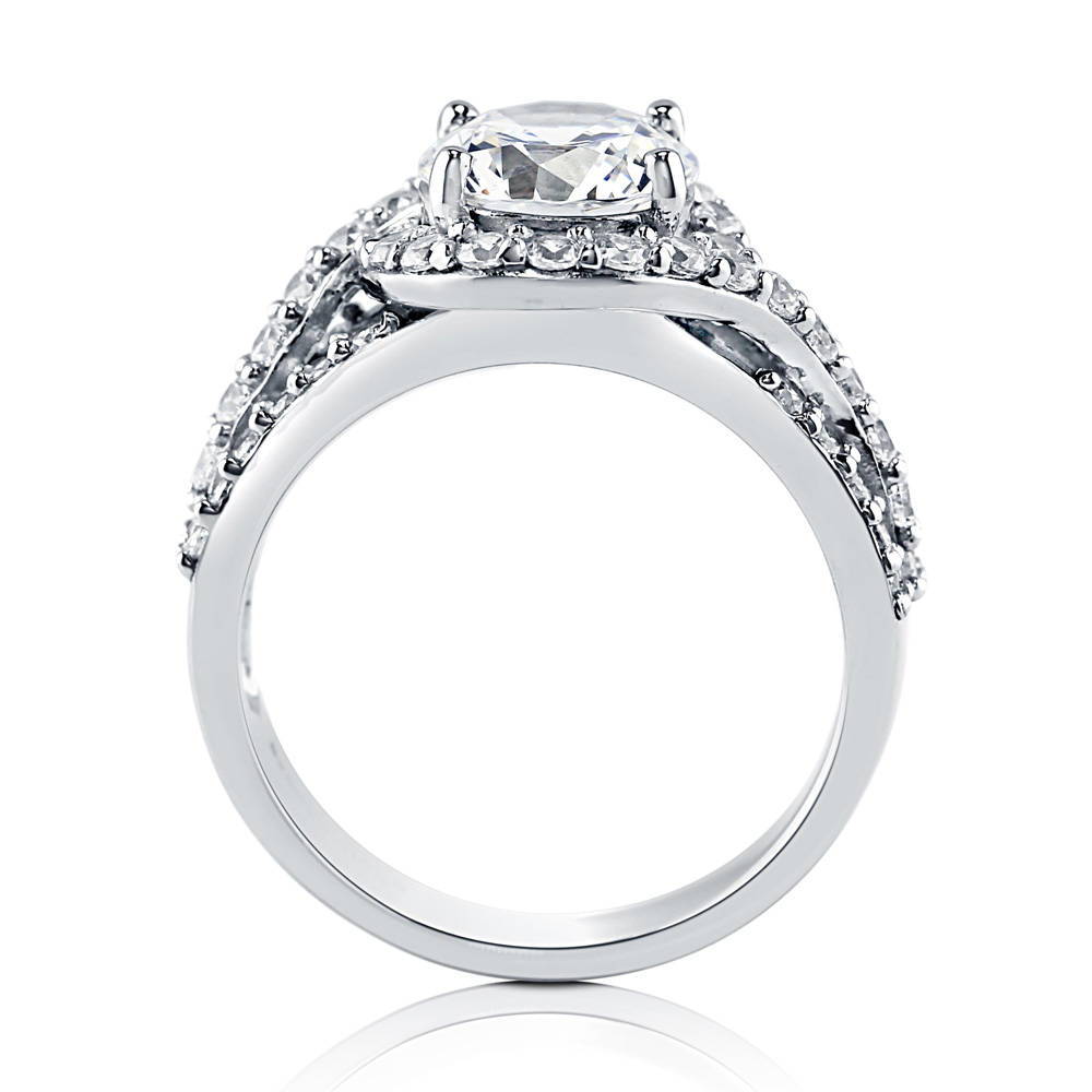 Alternate view of Halo Round CZ Ring in Sterling Silver, 7 of 8