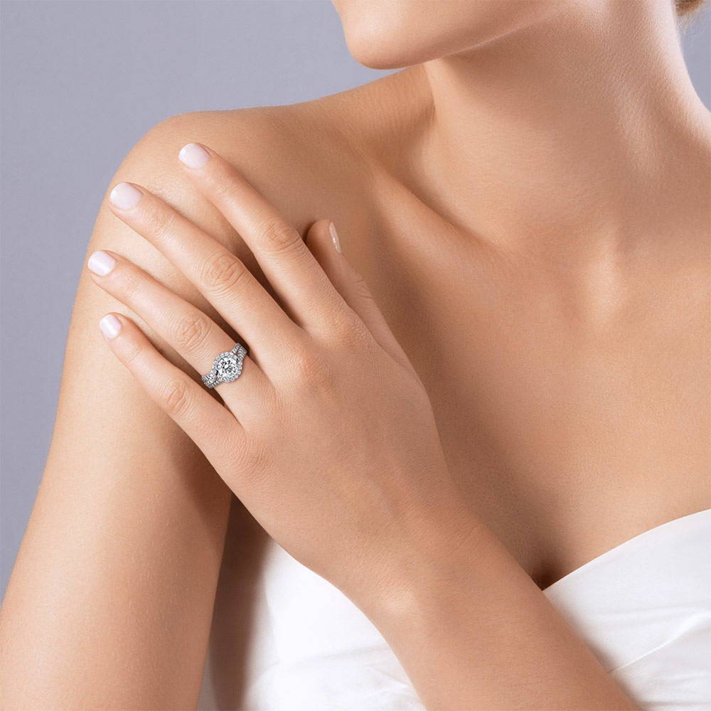 Halo CZ Ring in Sterling Silver