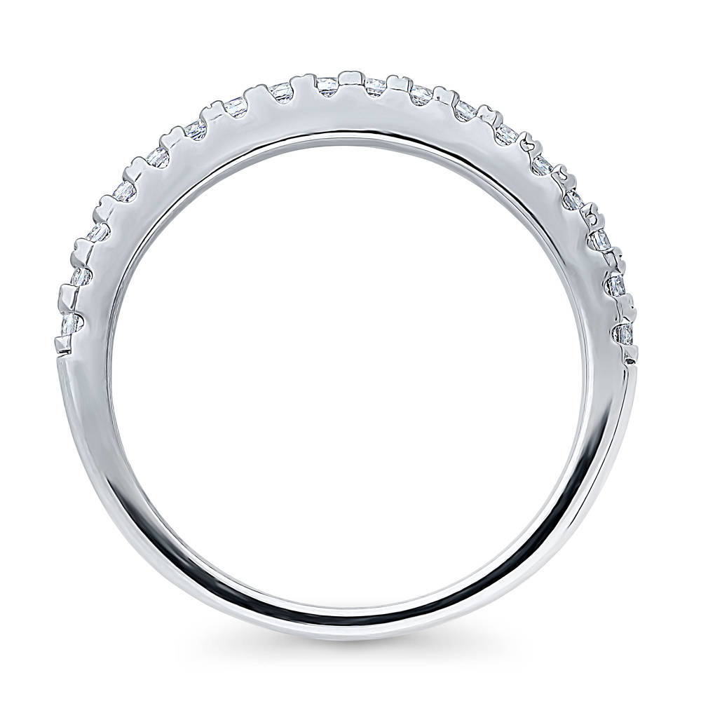Pave Set CZ Half Eternity Ring in Sterling Silver, alternate view