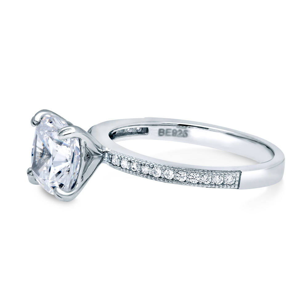 Solitaire 3ct Cushion CZ Ring in Sterling Silver, 5 of 8