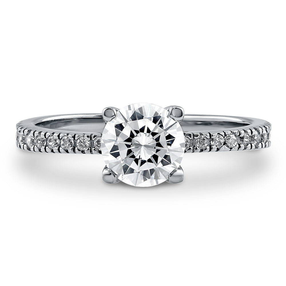 Solitaire 1ct Round CZ Ring in Sterling Silver