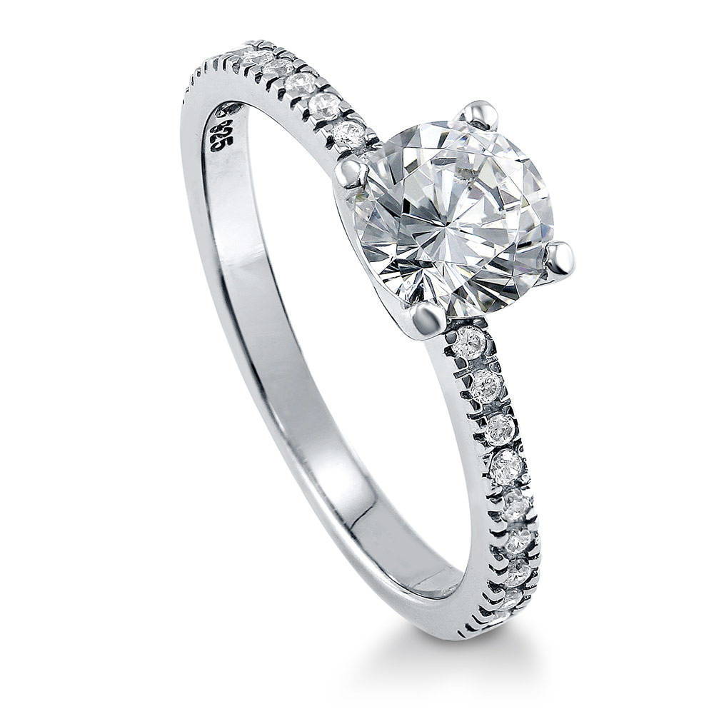 Solitaire 1ct Round CZ Ring in Sterling Silver