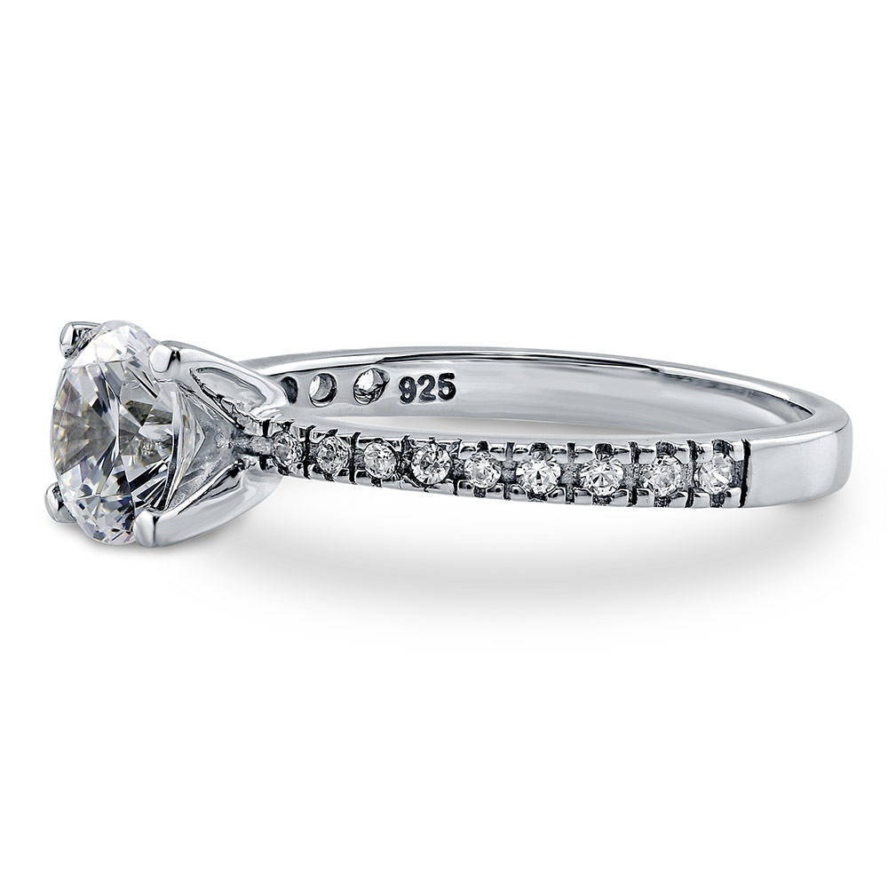 Solitaire 1ct Round CZ Ring in Sterling Silver