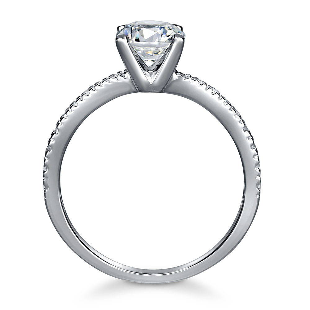 Solitaire 1ct Round CZ Ring in Sterling Silver