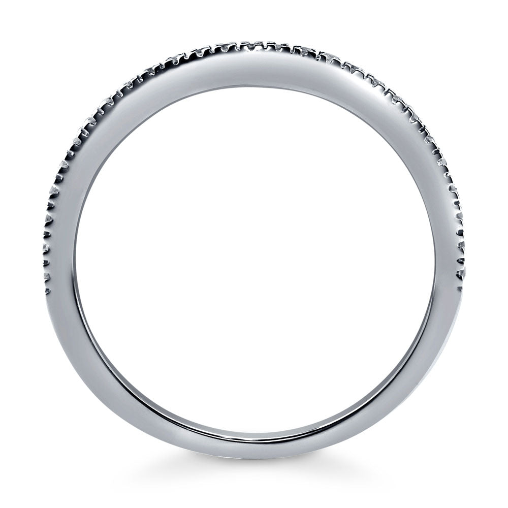 Wishbone Micro Pave Set CZ Curved Half Eternity Ring in Sterling Silver, alternate view