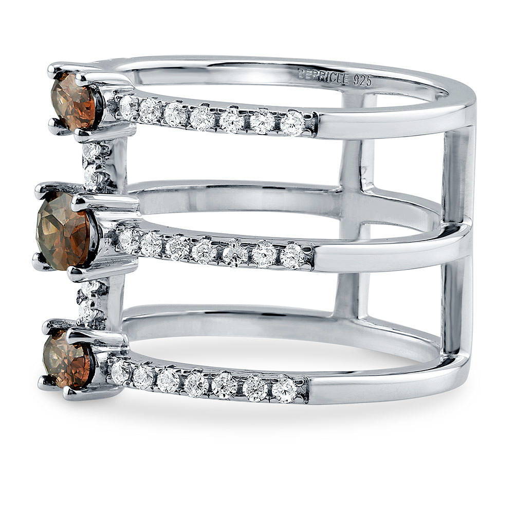 Open Bar Brown CZ Ring in Sterling Silver, 4 of 6