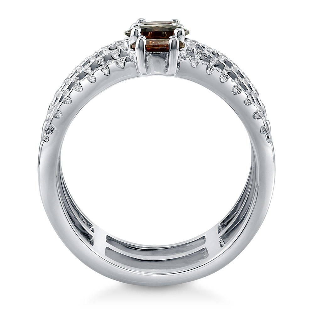 Open Bar Brown CZ Ring in Sterling Silver, alternate view