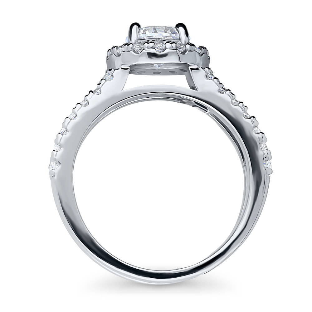 Alternate view of Halo Round CZ Ring in Sterling Silver