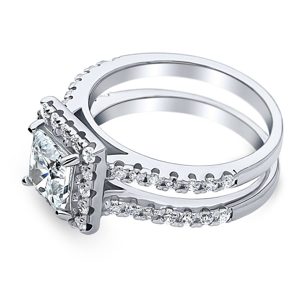 Halo Princess CZ Ring in Sterling Silver, 4 of 6