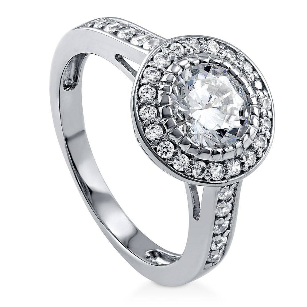 Halo Round CZ Ring in Sterling Silver