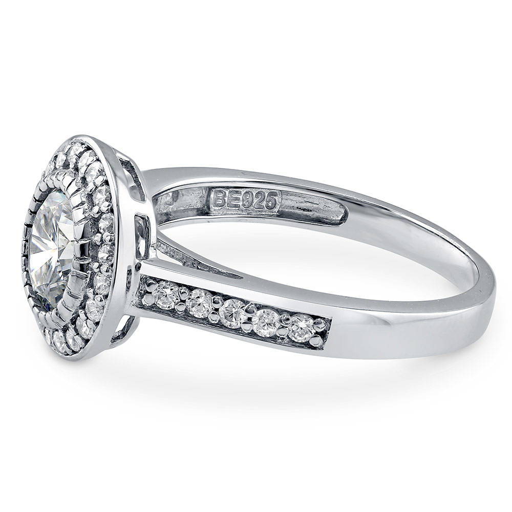 Halo Round CZ Ring in Sterling Silver