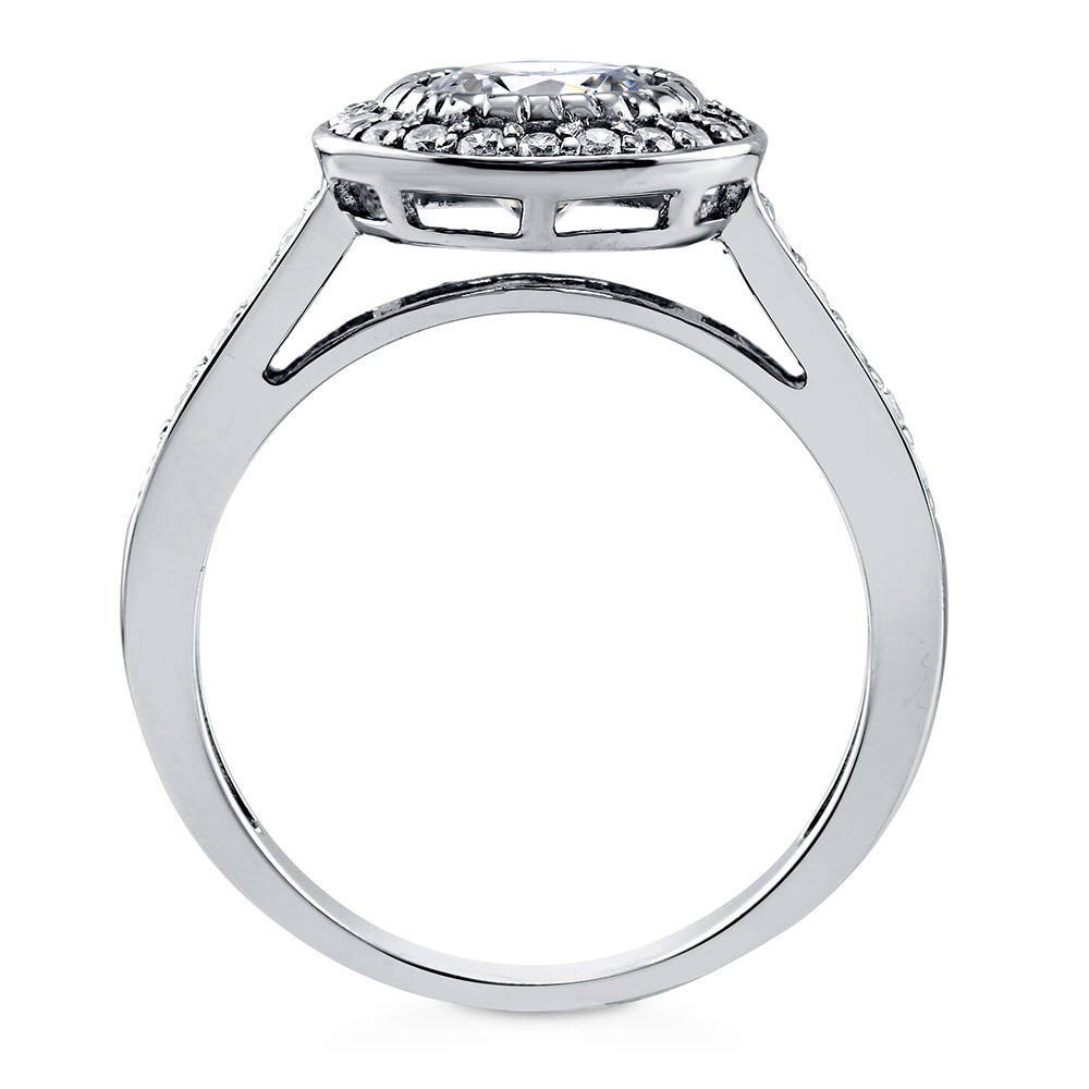 Halo Round CZ Ring in Sterling Silver